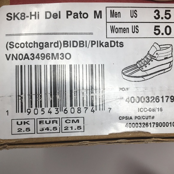 VANS SK8 Hi Del Pato All weather MTE Size 5.0 9.0 - Picture 6 of 7